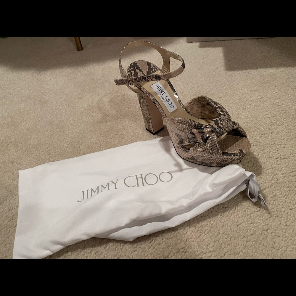 Jimmy Choo Heloise leather platform sandals 38/39 - Picture 2 of 5